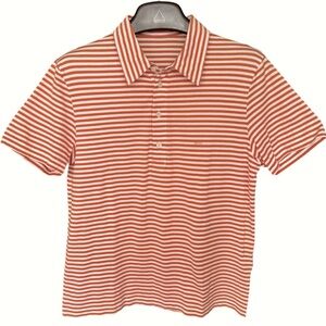 Prada Sport Orange & Off-White Striped Polo Shirt – Men’s Size L (Fits M)